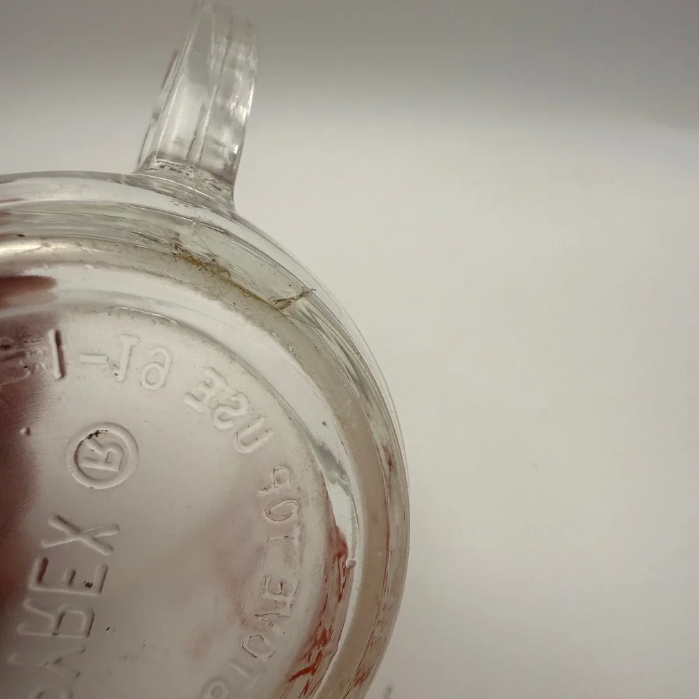 Vintage Pyrex 1 Cup 8oz 250ml Glass Measuring Cup Red Lettering D-Handle